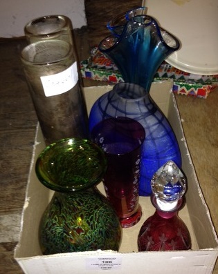 7 items of mixed studio & other glass